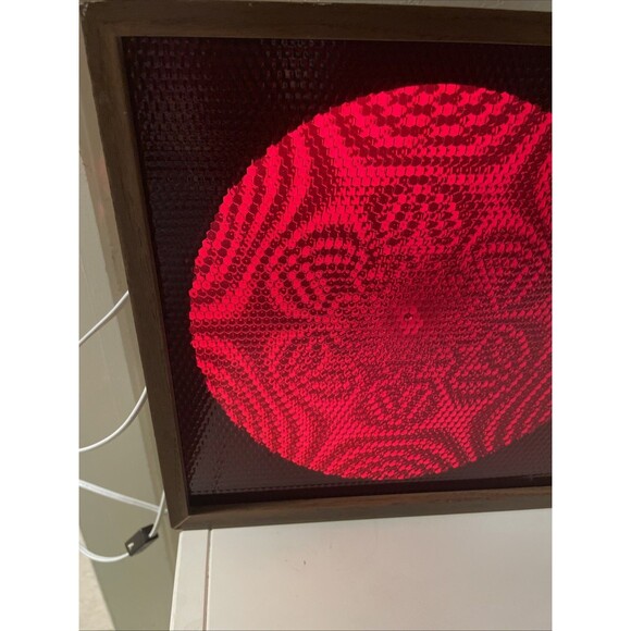 Vintage 70s Disco Lite Motion Light 11.5” Wood Square Party Psychedelic Red - Picture 12 of 13